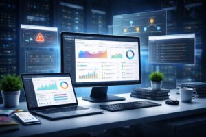 Программная платформа для мониторинга приложений помогает отслеживать производительность сервисов, анализировать метрики и логи, находить причины сбоев и контролировать состояние ИТ-инфраструктуры. Современное приложение редко работает изолированно. Даже относительно простой цифровой сервис может зависеть от базы данных, API, сетевого оборудования, виртуальных машин, контейнеров и десятков других компонентов. Если один элемент начинает работать нестабильно, последствия могут проявиться далеко за пределами исходной проблемы. Поэтому одного сообщения о том, что сервер недоступен, недостаточно. ИТ-специалистам важно понимать, что именно произошло, когда началось ухудшение работы и какой компонент стал причиной сбоя. Для решения этой задачи используются системы мониторинга и инструменты наблюдаемости.